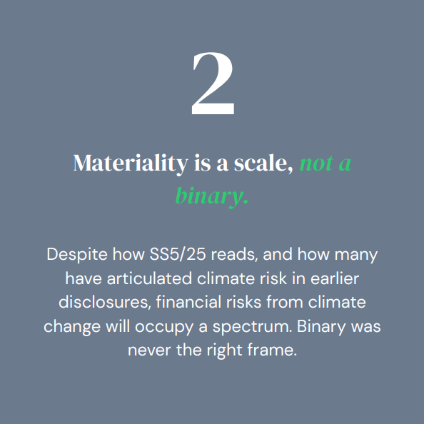 Lesson 2: Materiality is a scale, not a binary. Financial risks from climate change occupy a spectrum — binary was never the right frame.
